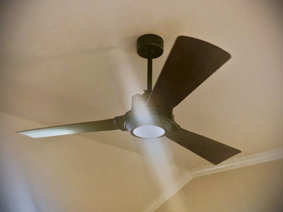 Modern ceiling fan with light, installed